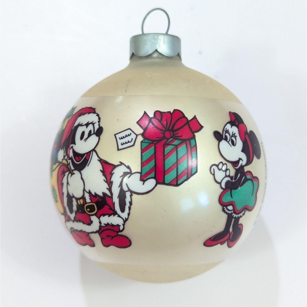 Vintage Disney Santa Mickey & Minnie Mouse Christmas Ornament Made in USA 3"